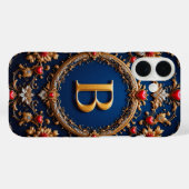 Coques Case-Mate iPhone Lettre B dorée élégante entourée de cœurs (Verso (horizontal))