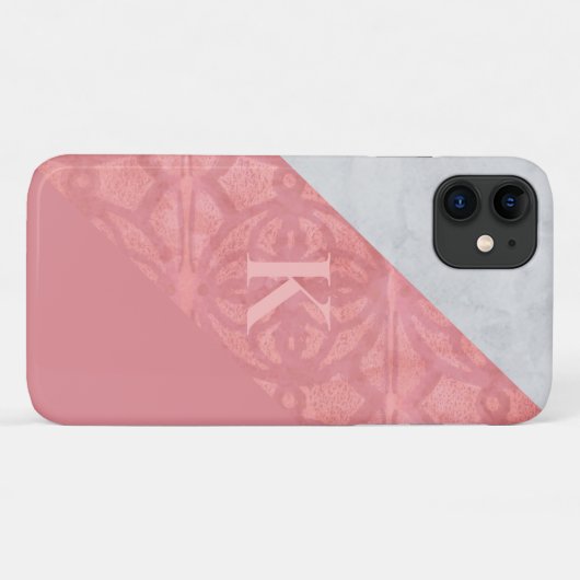 Coques Case-Mate iPhone LETTRE Batik Rose Ruddy ET Aquarelle Grise (Dos (Horizontal))