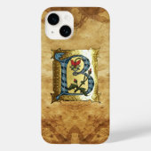 COQUES Case-Mate iPhone LETTRE BLEUE OR B AVEC MONOGRAM FLEURS (Verso)