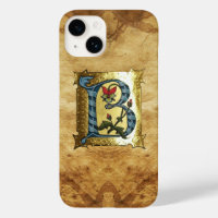 LETTRE BLEUE OR B AVEC MONOGRAM FLEURS