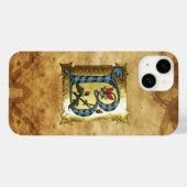 COQUES Case-Mate iPhone LETTRE BLEUE OR B AVEC MONOGRAM FLEURS (Verso (horizontal))