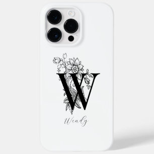 Coque Pour Pour iPhone 14 Pro Max Lettre botanique monogramme W