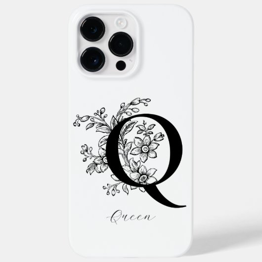 Coques Case-Mate iPhone Lettre botanique Q monogramme nom (Verso)