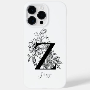 Coque Pour Pour iPhone 14 Pro Max Lettre botanique Z Nom du monogramme
