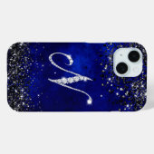 Coques Case-Mate iPhone LETTRE CHIC FLEUVE RHINSTONE N bleu royal (Verso (horizontal))