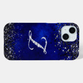 Coques Case-Mate iPhone LETTRE CHIC FLEUVE RHINSTONE Z bleu royal (Verso (horizontal))