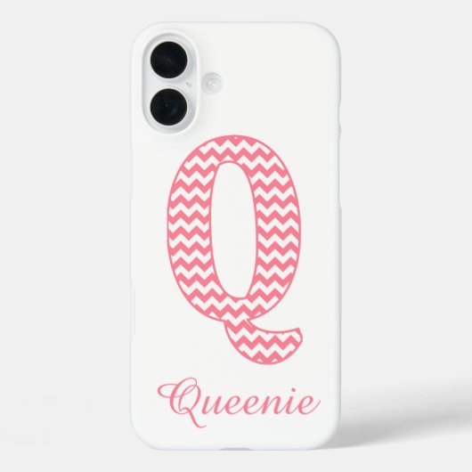 Coques Case-Mate iPhone LETTRE CHICOPIE PINGÉE Pink Classique Q MONogramme (Verso)