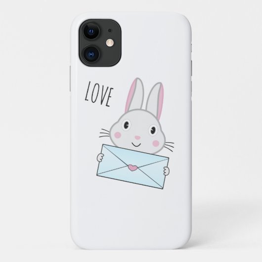 Coques Case-Mate iPhone Lettre d'amour mignonne et belle lapin tenant (Dos)