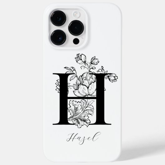 Coques Case-Mate iPhone Lettre de monogramme floral botanique H Nom (Verso)