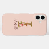 Coques Case-Mate iPhone Lettre de nom personnalisée I Roses roses blush fe (Verso (horizontal))