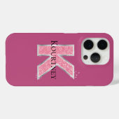 Coques Case-Mate iPhone Lettre de Parties scintillant rose fille K (Verso (horizontal))