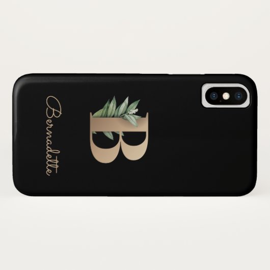 Coques Case-Mate iPhone LETTRE D'OR MONOGRAPHIQUE BOtanique Élégante B (Dos (Horizontal))