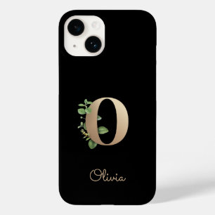 Coque Pour iPhone 14 LETTRE D'OR MONOGRAPHIQUE BOtanique Élégante O
