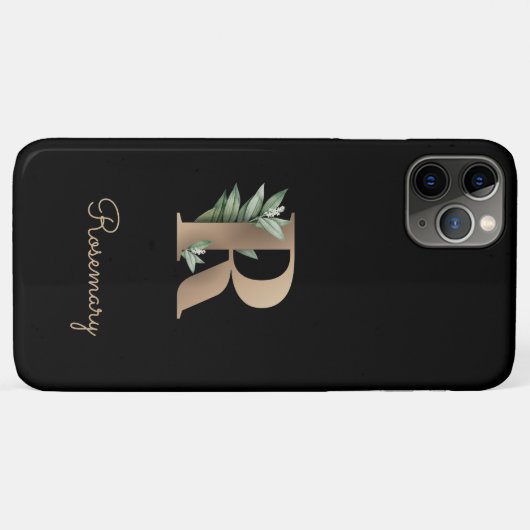 Coques Case-Mate iPhone LETTRE D'OR MONOGRAPHIQUE BOtanique Élégante R (Dos (Horizontal))