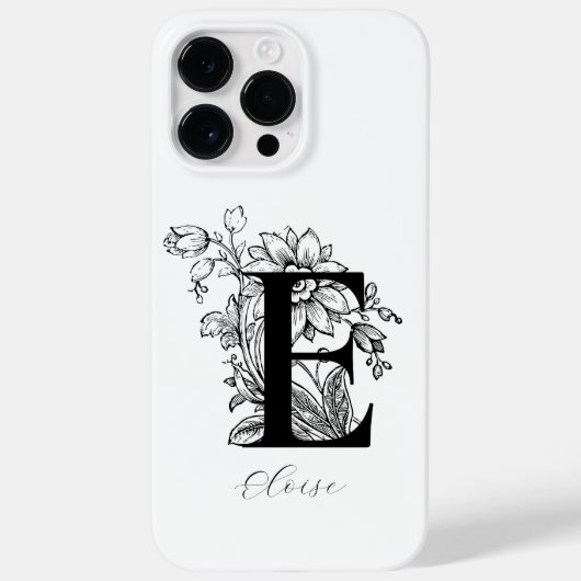 Coques Case-Mate iPhone Lettre E Monogramme Floral Botanique Nom (Verso)