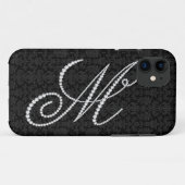 Coques Case-Mate iPhone LETTRE Élégante M Diamants Étincelants-Monogramme (Dos (Horizontal))