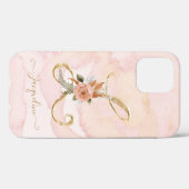 Coques Case-Mate iPhone LETTRE Florale MONOGRAPHIQUE L JEU D'OR Aquarelle (Verso (horizontal))