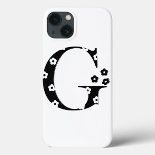 iPhone 13 Coque lettre G à motifs fleurs