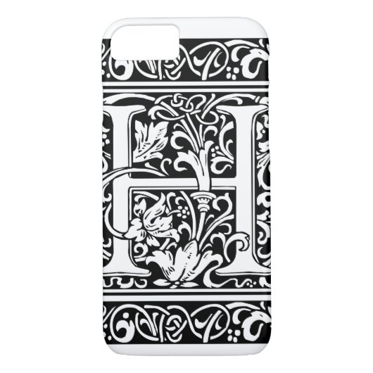 Coques Case-Mate iPhone Lettre H Monogramme médiéval Art Nouveau (Dos)
