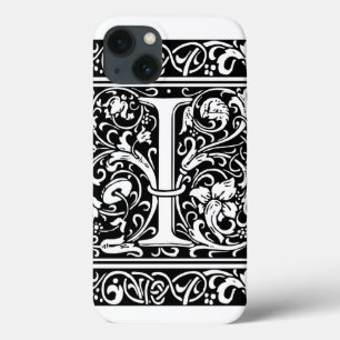 Etui iPhone 13 Lettre I Monogramme médiéval Art Nouveau