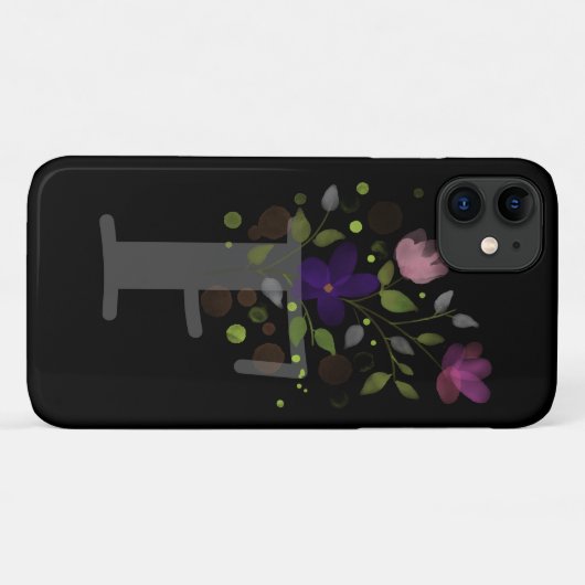 Coques Case-Mate iPhone Lettre initiale F Plus Design floral (Dos (Horizontal))