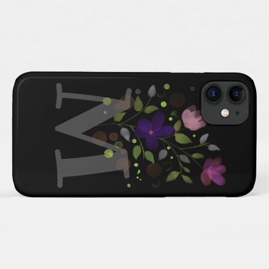 Coques Case-Mate iPhone Lettre initiale M Plus Design floral (Dos (Horizontal))