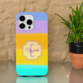 Coques Case-Mate iPhone Lettre initiale Monogramme Arc-en-ciel brosses