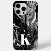 Coques Case-Mate iPhone Lettre initiale Monogramme Noir noir blanc d'encre (Verso)