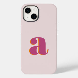 Coque Pour iPhone 14 Lettre initiale Monogramme Simple Rose moderne