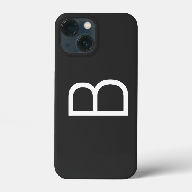Coques Case-Mate iPhone Lettre initiale noire Monogramme moderne (Verso)