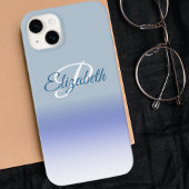 Coques Case-Mate iPhone Lettre initiale Ombre Blue Pastel Monogramme