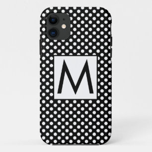 Case-Mate iPhone Case LETTRE INITIALE Pois NOIRE BLANCHE