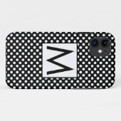 Coques Case-Mate iPhone LETTRE INITIALE Pois NOIRE BLANCHE (Dos (Horizontal))