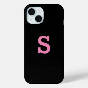 Coque Pour iPhone 15 Lettre initiale simple rose