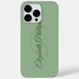COQUE POUR POUR iPhone 14 PRO MAX LETTRE INITIALE STYLISÉE VERT SOLIDE
