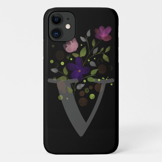 Coques Case-Mate iPhone Lettre initiale V plus dessin floral (Dos)