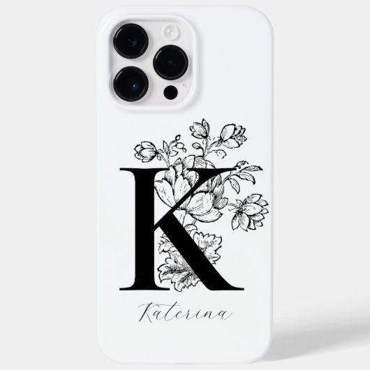 Coques Case-Mate iPhone Lettre K Monogramme Floral Botanique Nom (Verso)