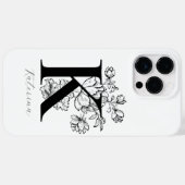 Coques Case-Mate iPhone Lettre K Monogramme Floral Botanique Nom (Verso (horizontal))