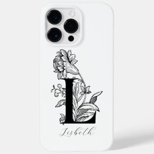 Coque Pour Pour iPhone 14 Pro Max Lettre L Monogramme Floral Botanique Nom