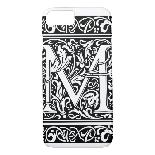 Coques Case-Mate iPhone Lettre M Monogramme médiéval Art Nouveau (Dos)