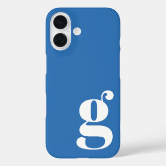 Coques iPhone 16 Lettre Monogramme minimaliste mignonne en bleu fra