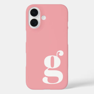 Coques iPhone 16 Lettre Monogramme minimaliste mignonne en rose Ros