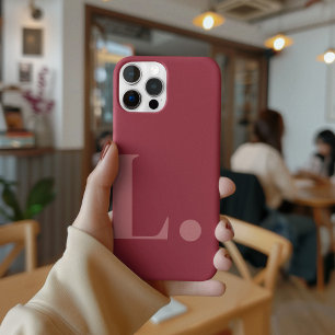 Coque iPhone 15 Pro Lettre Monogramme rouge Style minimaliste couleur