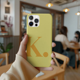 Coque iPhone 15 Pro LETTRE MONOGRAPHIQUE JAUNE COULEUR DE BASE Minimal