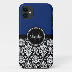 Coque iPhone 11 LETTRE MONOGRAPHIQUE NOIR BLANC DE LA Marine