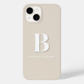 Coques Case-Mate iPhone Lettre neutre simple Taupe Monogramme initial (Verso)