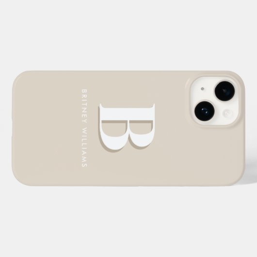Coques Case-Mate iPhone Lettre neutre simple Taupe Monogramme initial (Verso (horizontal))