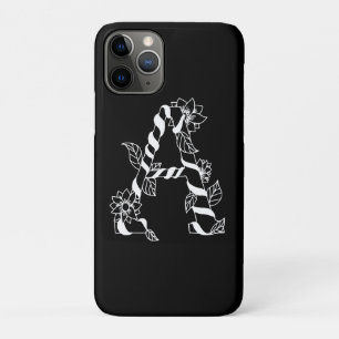 Case-Mate iPhone Case LETTRE NOIRE ET BLANCHE "A" AVEC FLEURS Jumelantes