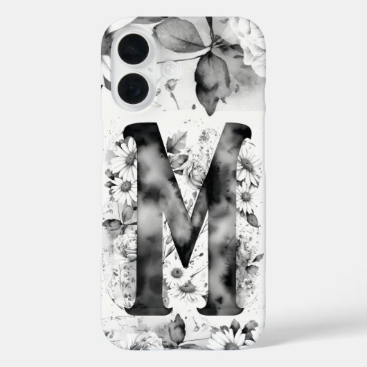 Coques Case-Mate iPhone LETTRE NOIRE ET BLANCHE M Elégante Aquarelle Flora (Verso)