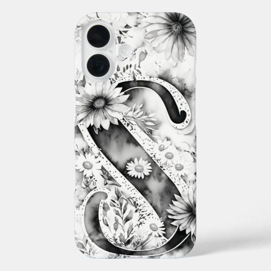 Coques Case-Mate iPhone LETTRE NOIRE ET BLANCHE S Elégante Aquarelle Flora (Verso)